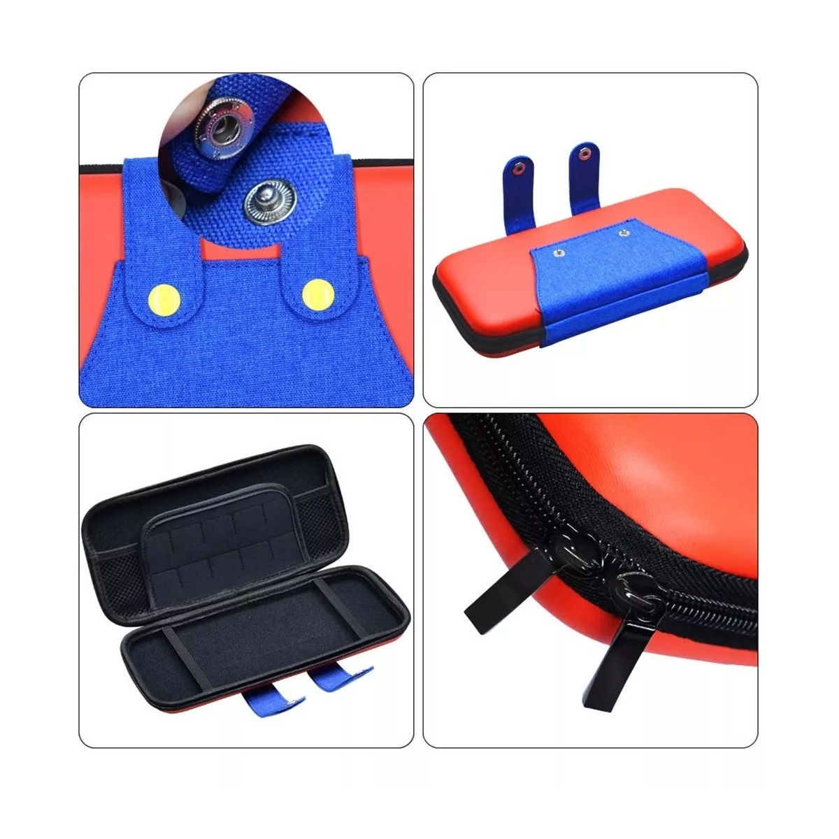 Kit Fundas Y Estuche De Nintendo Switch Con 20pzs Accesorios Rojo/Azul.