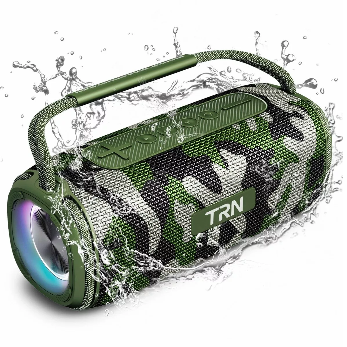 Bocinas Bluetooth Recargables Bocina Portátil Para Exterior Verde Camuflaje 