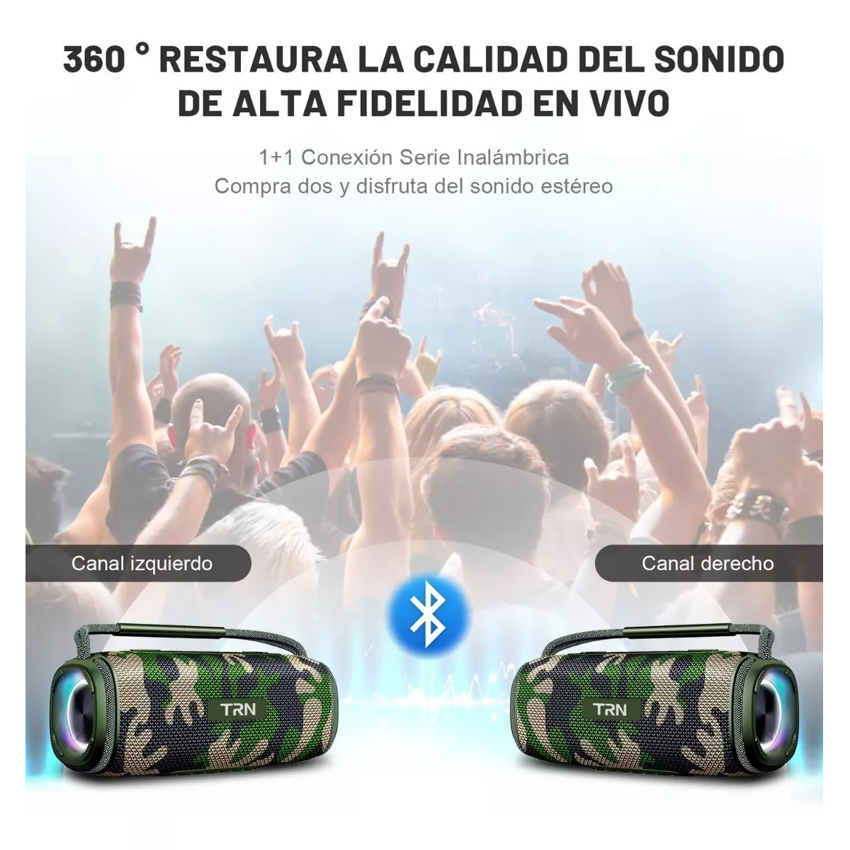 Bocinas Bluetooth Recargables Bocina Portátil Para Exterior Verde Camuflaje 