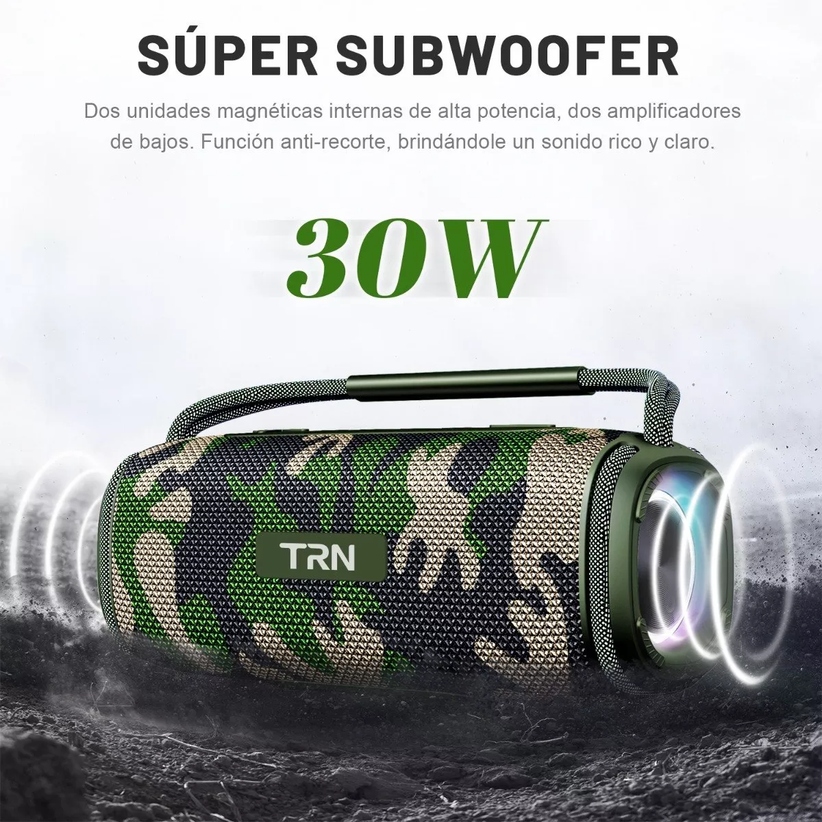 Bocinas Bluetooth Recargables Bocina Portátil Para Exterior Verde Camuflaje 