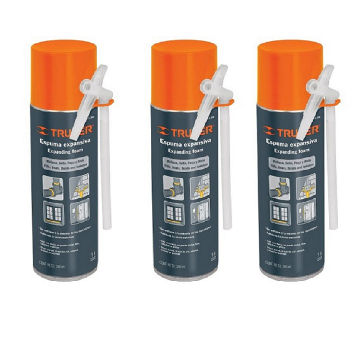 Espuma Expansiva Poliuretano 300 Ml Truper 3 Piezas.