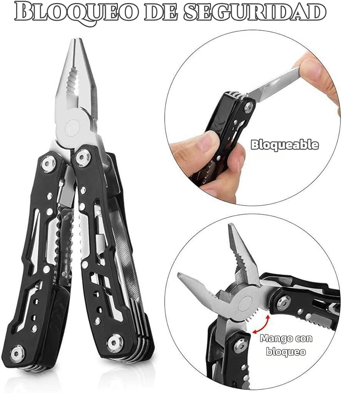 Yostyle Multiherramienta Alicates, Navaja Multiusos 14 en 1 de Acero Inoxidable, Multitool Pinzas Plegables Portátil Destornilladores con Bolsa de Nailon, para Acampar, Supervivencia al Aire Libre.