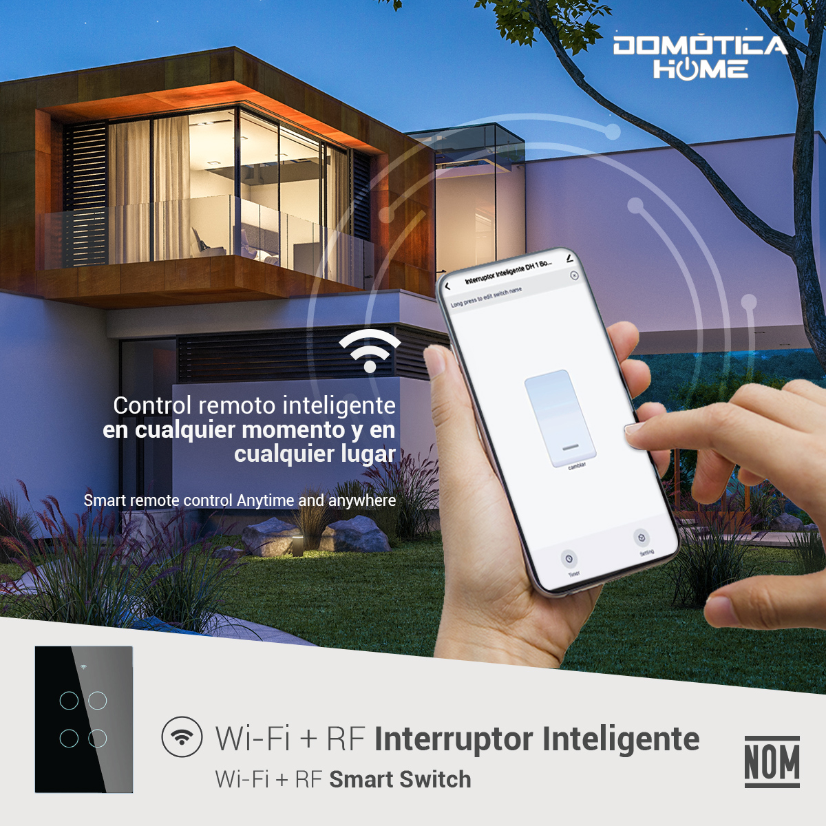 Apagador Inteligente Wifi Sin Neutro/con Neutro 3 Bot Blanco.