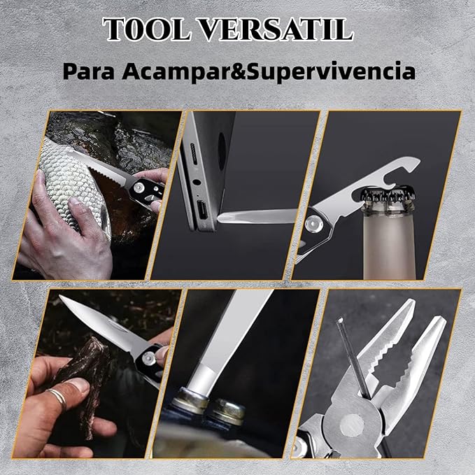 Yostyle Multiherramienta Alicates, Navaja Multiusos 14 en 1 de Acero Inoxidable, Multitool Pinzas Plegables Portátil Destornilladores con Bolsa de Nailon, para Acampar, Supervivencia al Aire Libre.