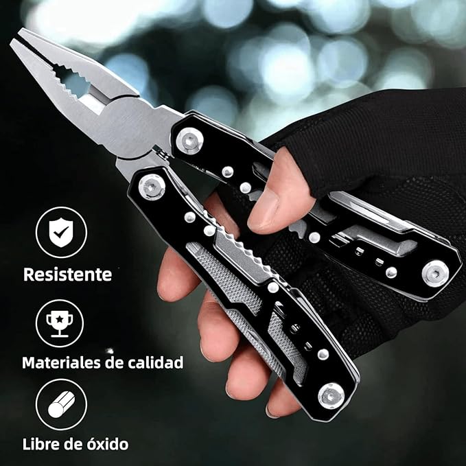 Yostyle Multiherramienta Alicates, Navaja Multiusos 14 en 1 de Acero Inoxidable, Multitool Pinzas Plegables Portátil Destornilladores con Bolsa de Nailon, para Acampar, Supervivencia al Aire Libre.