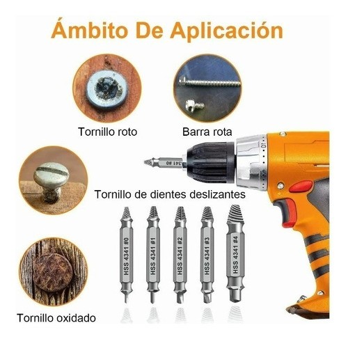 Extractor Quita Tornillo Removedor Roto Perno Barrido 6pcs