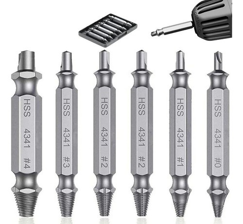 Extractor Quita Tornillo Removedor Roto Perno Barrido 6pcs