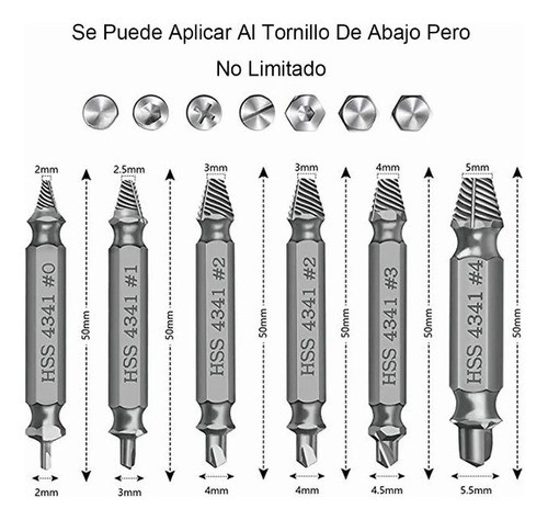 Extractor Quita Tornillo Removedor Roto Perno Barrido 6pcs