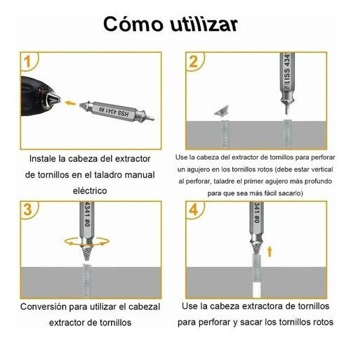 Extractor Quita Tornillo Removedor Roto Perno Barrido 6pcs