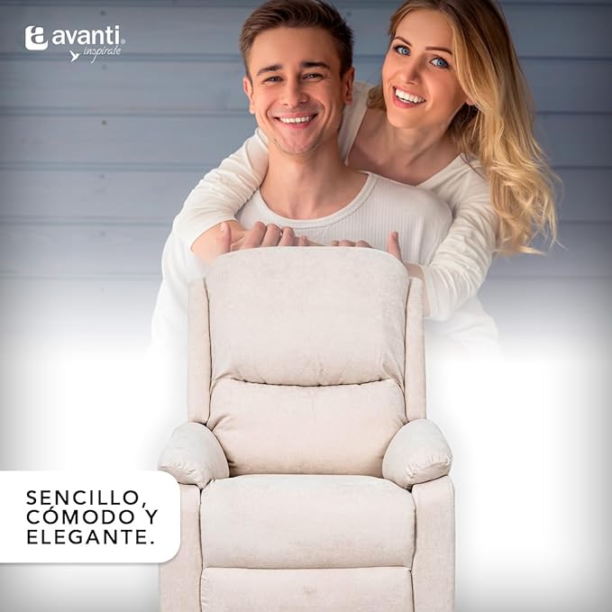 SILLÓN RECLINABLE ELÉCTRICO TYSON DE TELA BEIGE CON ENTRADA USB