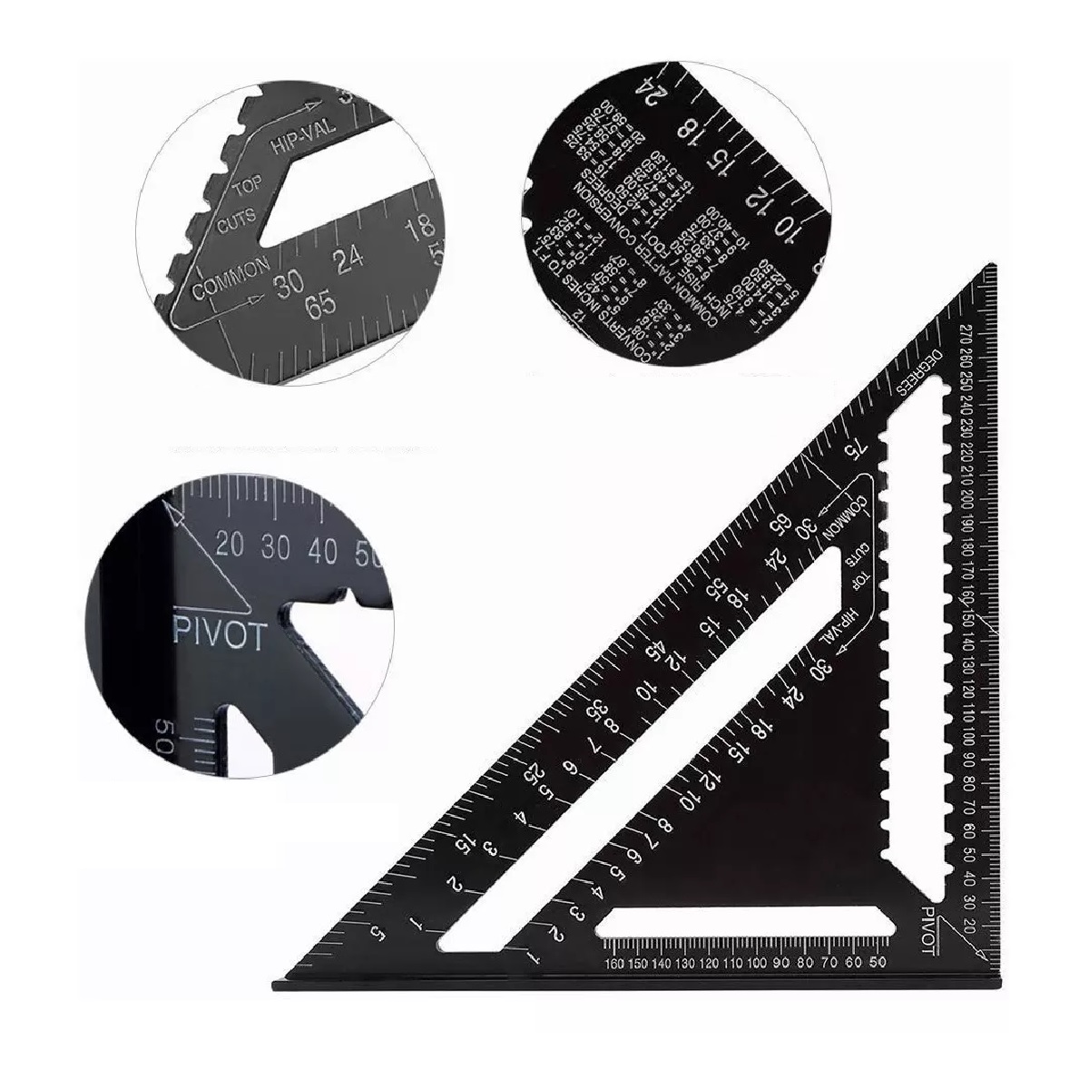 Escuadra Rapida Universal Aluminio 12 30cm Para Carpintero Negro