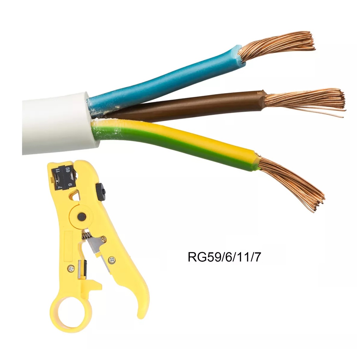 Pinza Peladora De Cables Para Rg, Coaxial Y Utp Mt-505 amarillo