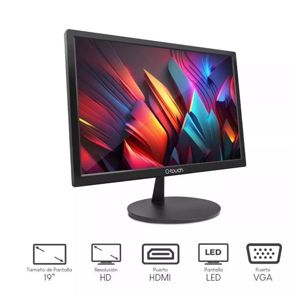 Monitor QTouch QT-1900 LED 19.5" HD HDMI Negro.