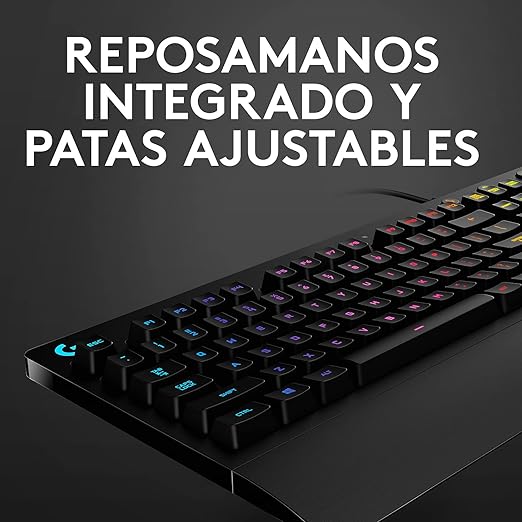 Logitech G213 Prodigy Teclado Gaming en inglés, RGB LIGHTSYNC, Teclas retroiluminadas, Resistente a Salpicaduras, Teclas personalizables, Controles Multimedia Dedicados - Negro.