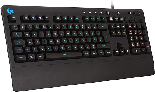 Logitech G213 Prodigy Teclado Gaming en inglés, RGB LIGHTSYNC, Teclas retroiluminadas, Resistente a Salpicaduras, Teclas personalizables, Controles Multimedia Dedicados - Negro.