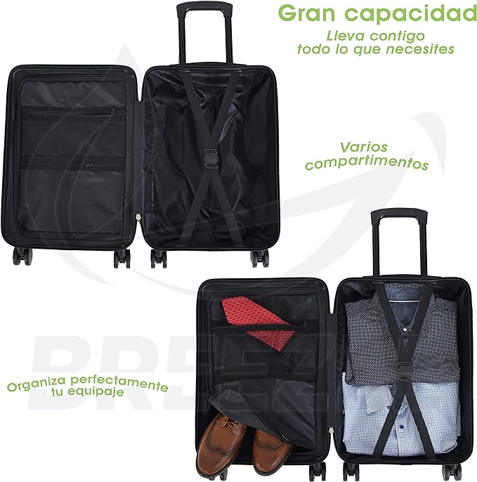 A BREEZEE MARKET Maleta Rígida Resistente De 20 Pulgadas, Tamaño Cabina Equipaje De Mano, Ruedas 360º Spinner Asa Telescópica Y Seguridad Candado TSA 3 Digitos, Equipaje De Mano Viaje Vacaciones.