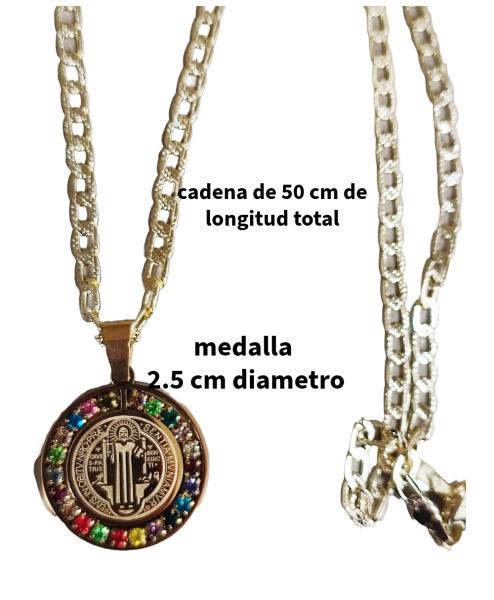 Collar de San Benito, oro laminado de 18 kilates, medalla redonda.