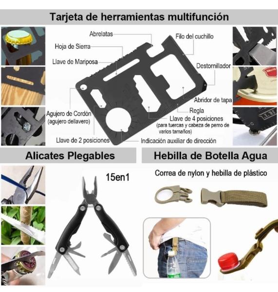 Kit de camping supervivencia completo + de 100 pzas 
