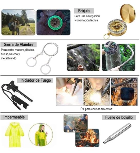 Kit de camping supervivencia completo + de 100 pzas 