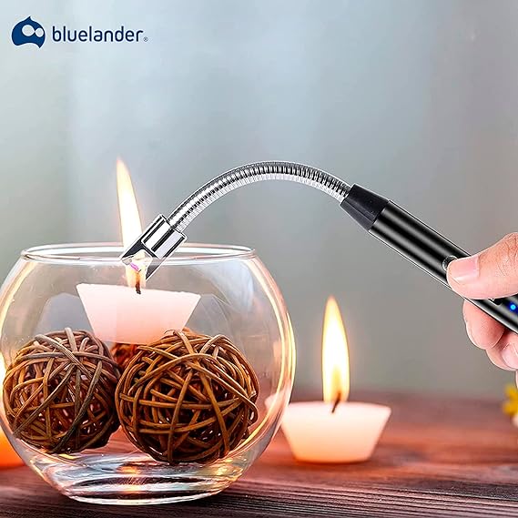 A Bluelander Encendedor Eléctrico con Aleación de Zinc, Carga USB, Encendedor con Cuello Flexible, Ideal para Velas, Estufa, Campamentos y Más (Negro).