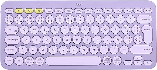 Logitech K380 Teclado Multi-Dispositivo Inalámbrico, Bluetooth, Easy-Switch, Ligero, Portátil, Batería para 2 Años, Funciona con PC, Portátil, Windows, Mac, Android, iPad OS, Apple TV - Lavander .