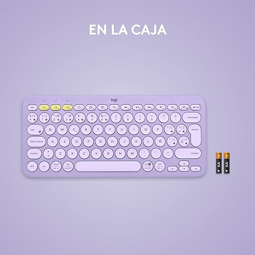 Logitech K380 Teclado Multi-Dispositivo Inalámbrico, Bluetooth, Easy-Switch, Ligero, Portátil, Batería para 2 Años, Funciona con PC, Portátil, Windows, Mac, Android, iPad OS, Apple TV - Lavander .
