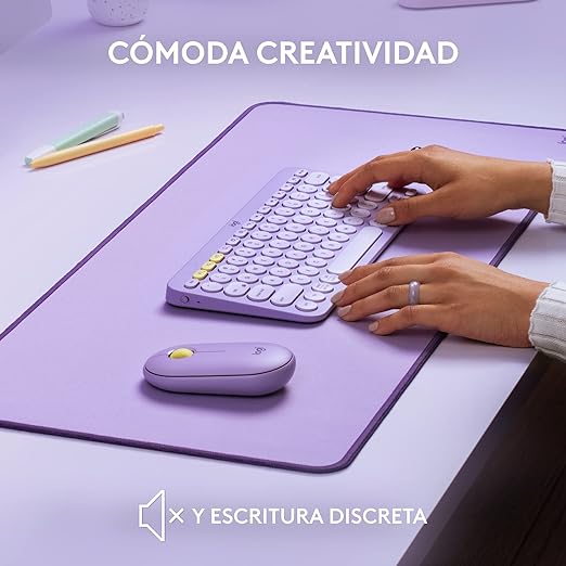 Logitech K380 Teclado Multi-Dispositivo Inalámbrico, Bluetooth, Easy-Switch, Ligero, Portátil, Batería para 2 Años, Funciona con PC, Portátil, Windows, Mac, Android, iPad OS, Apple TV - Lavander .