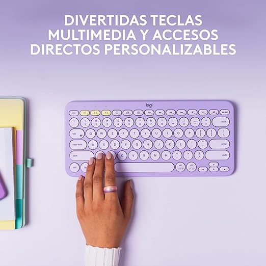 Logitech K380 Teclado Multi-Dispositivo Inalámbrico, Bluetooth, Easy-Switch, Ligero, Portátil, Batería para 2 Años, Funciona con PC, Portátil, Windows, Mac, Android, iPad OS, Apple TV - Lavander .