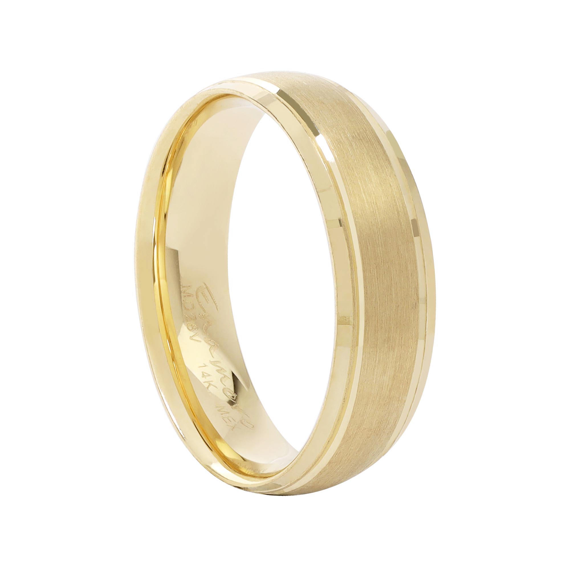 Fina Argolla Oro 14k Confort 6mm media caña Diamantada .