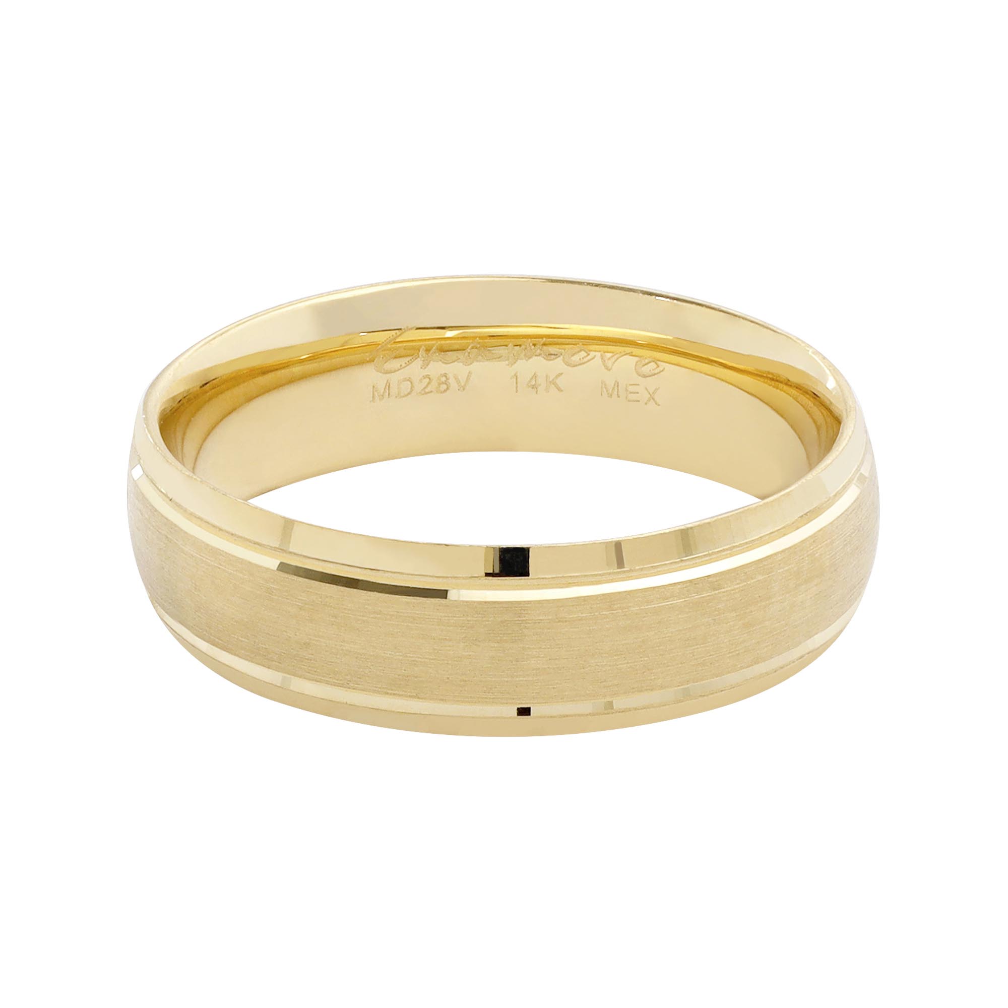 Fina Argolla Oro 14k Confort 6mm media caña Diamantada .
