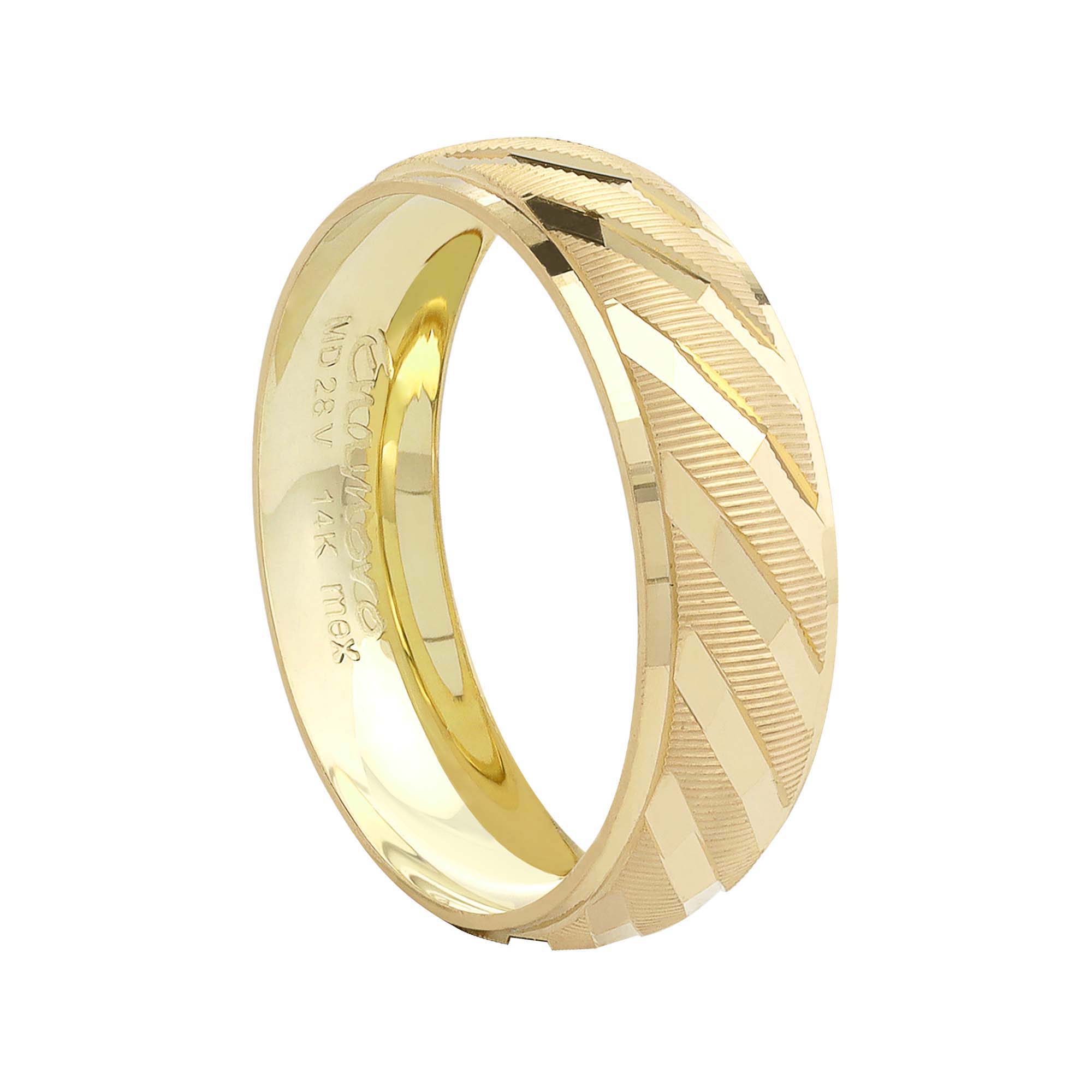 Argolla Oro 14k media caña fino diseño .