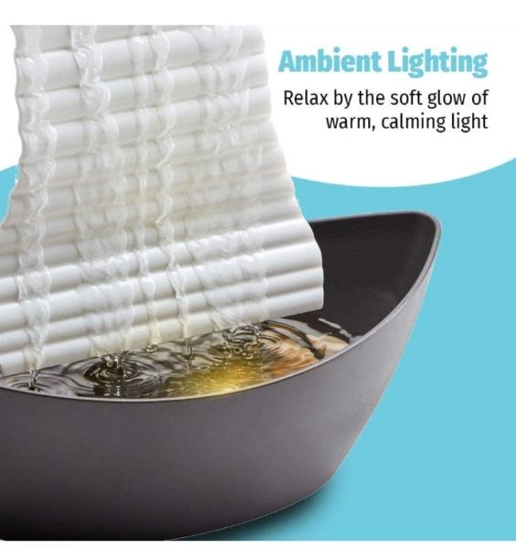 Fuente zen decorativa portátil relajación luz LED barca