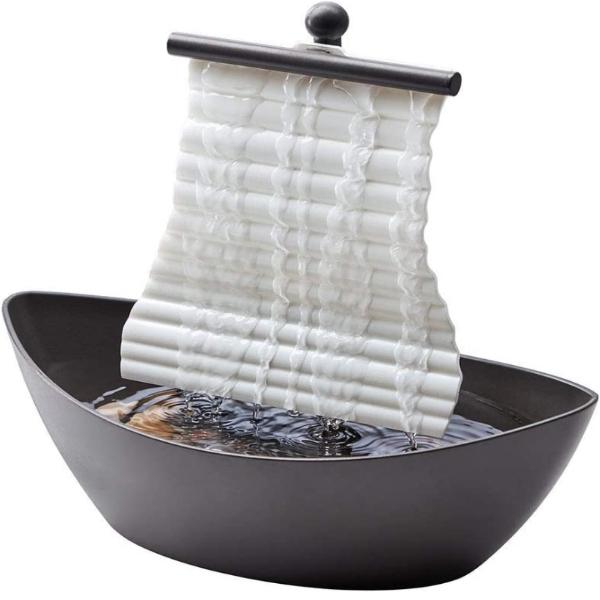 Fuente zen decorativa portátil relajación luz LED barca