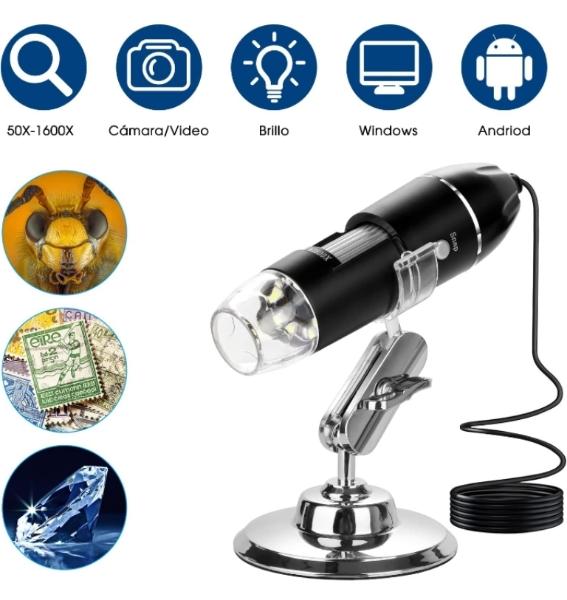 Microscopio 50X a1600X, electrónico digital USB portátil de mano