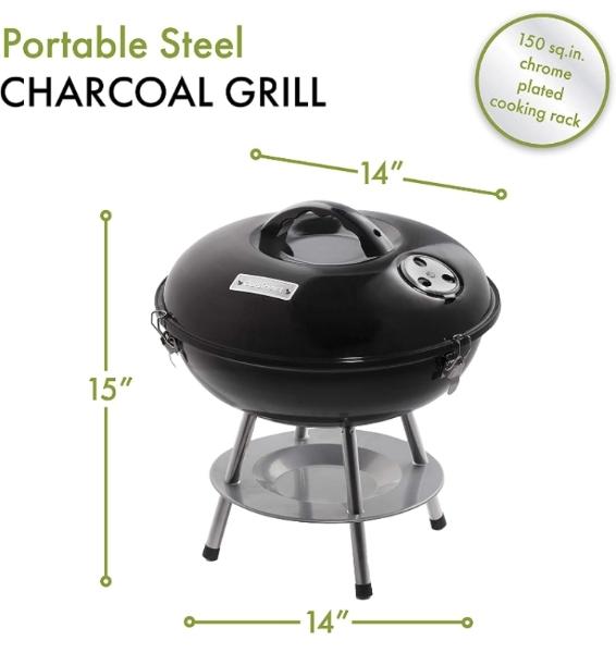 Parrilla asador de carbon Portatil pequeña acero 1265 cm2