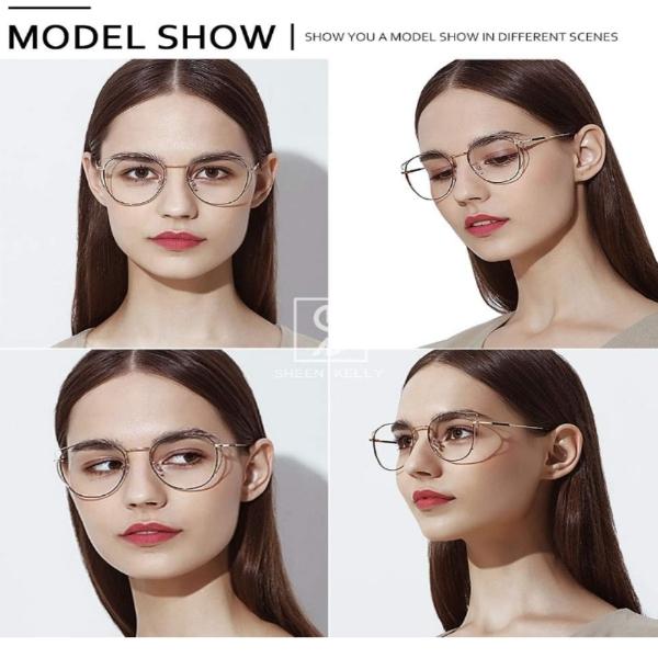 Lentes gafas bloqueo protección luz azul de ojo de gato redondas 