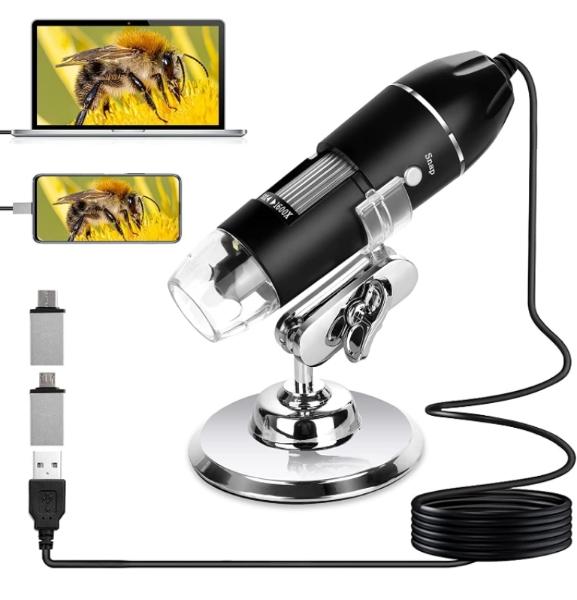 Microscopio 50X a1600X, electrónico digital USB portátil de mano