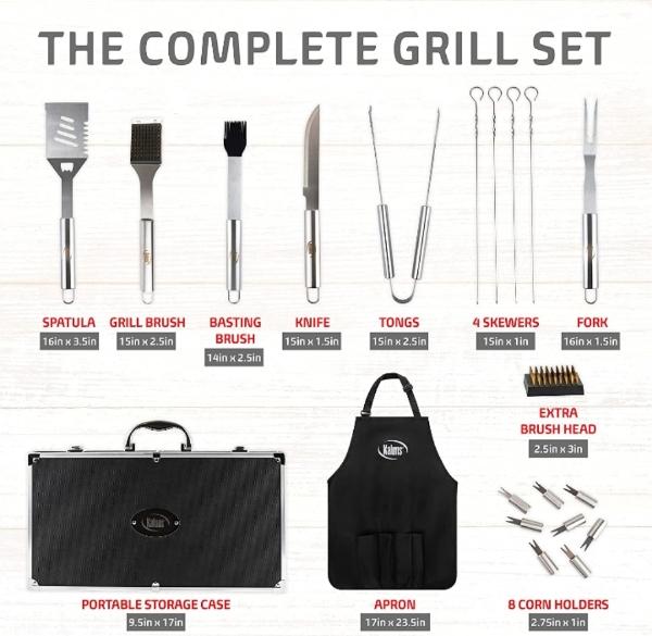 Juego para parrilla de lujo profesional acero inoxidable con estuche 