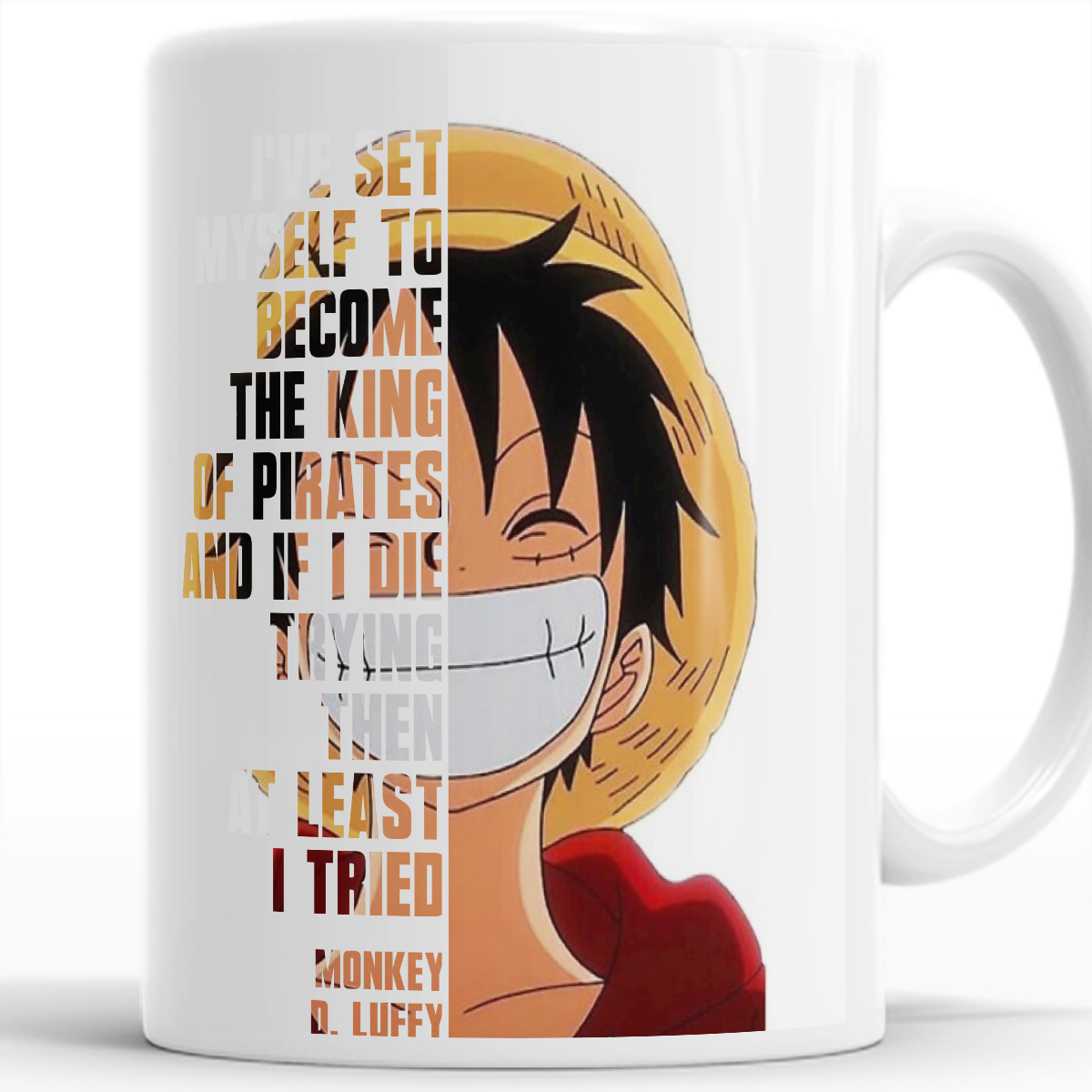 Taza de Cerámica Inspirada en Luffy  Héroe del Anime Aventurero.