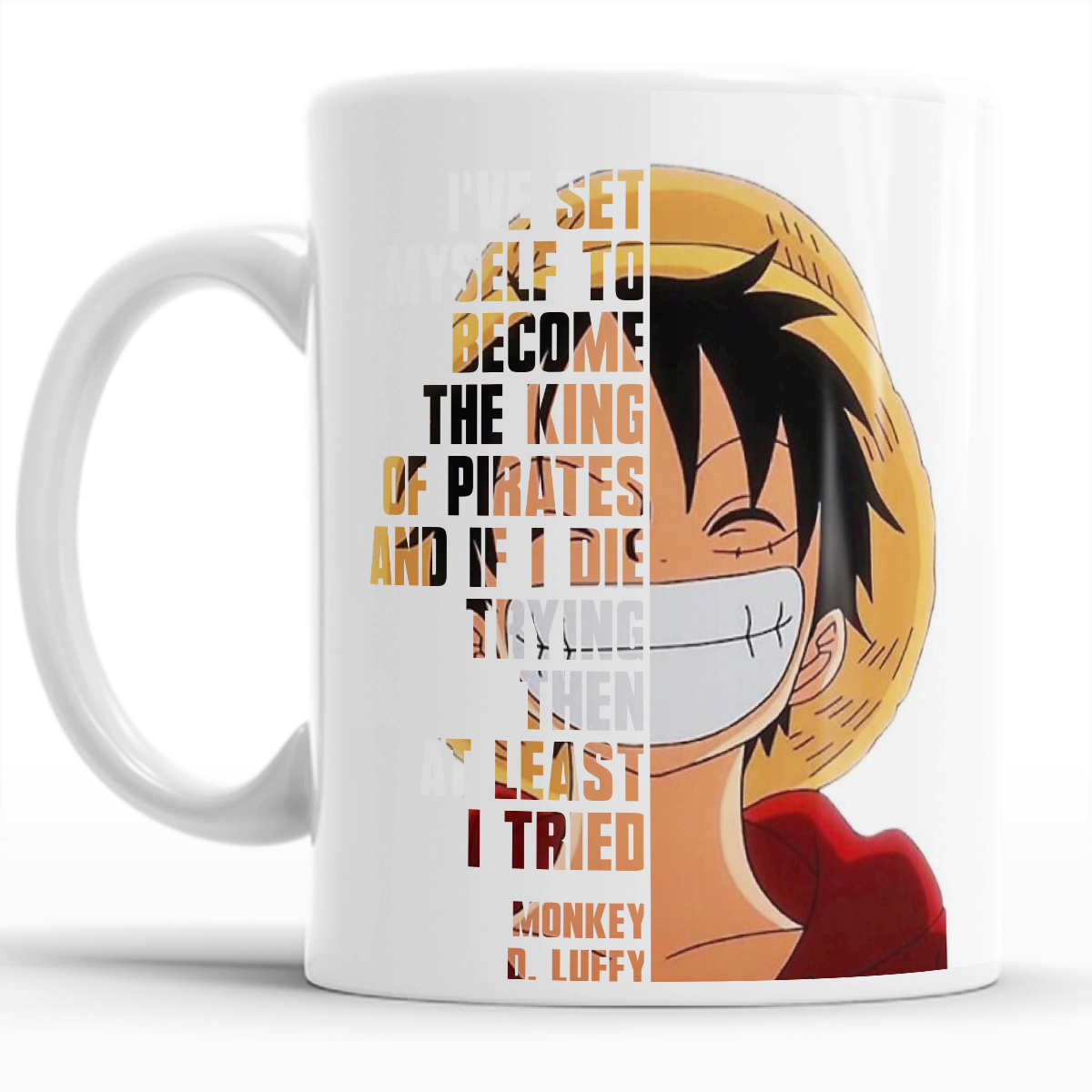 Taza de Cerámica Inspirada en Luffy  Héroe del Anime Aventurero.