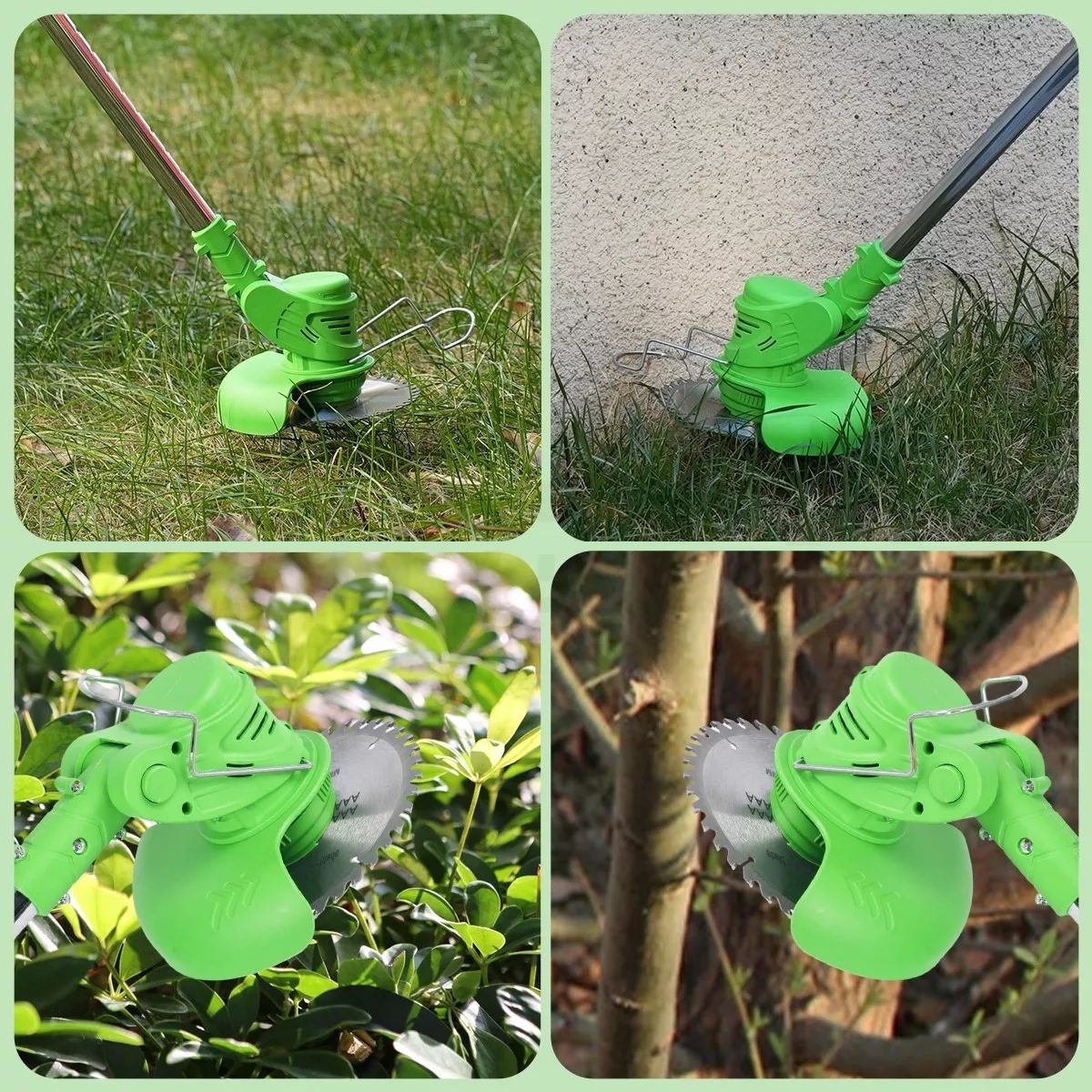 Desbrozadora Eléctrica Podadora Cortadora Césped Inalámbrica Verde.