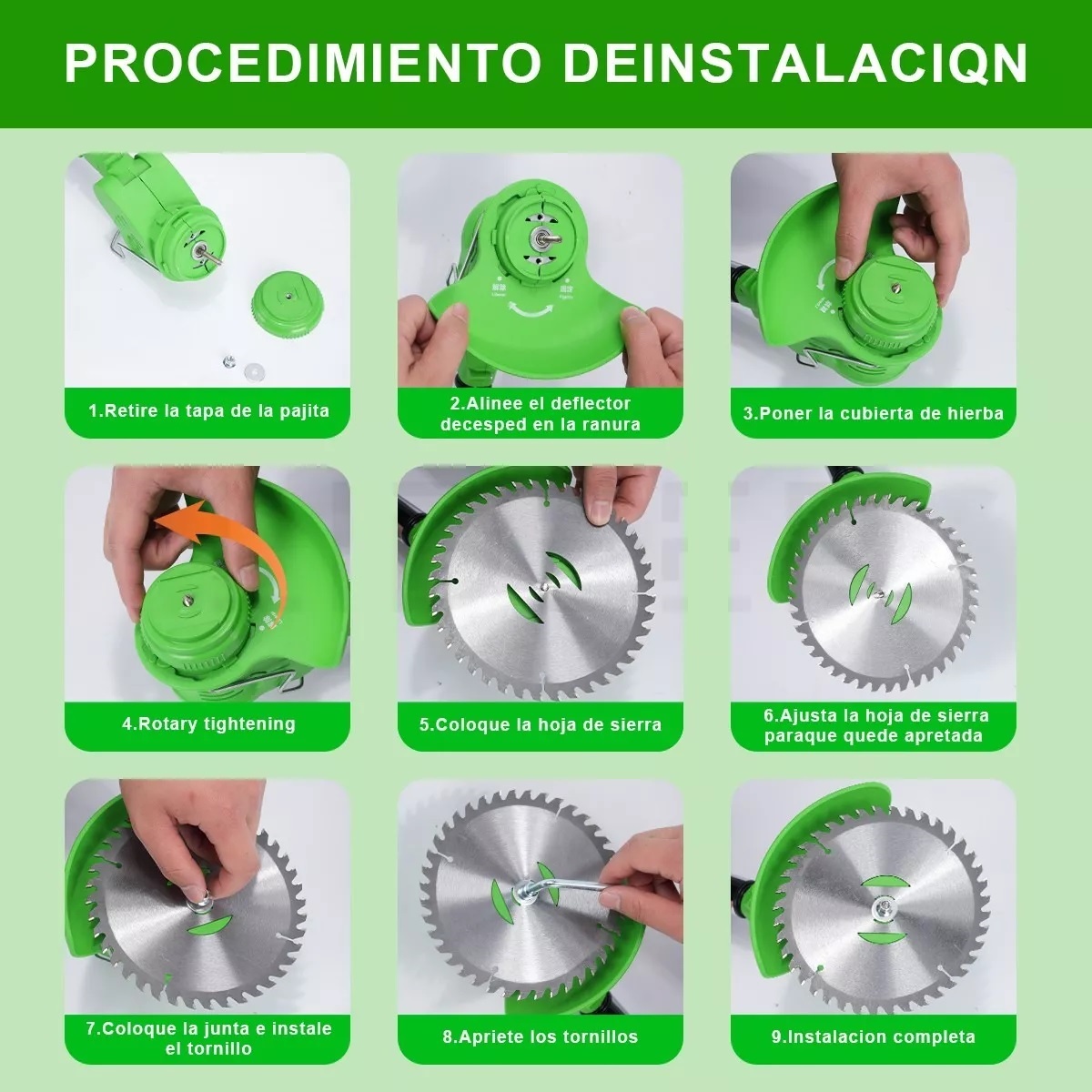 Desbrozadora Eléctrica Podadora Cortadora Césped Inalámbrica Verde.