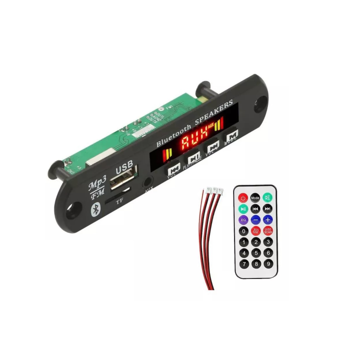 Modulo Reproductor De Audio Bluetooth Usb Sd Fm Auxiliar 12V Negro