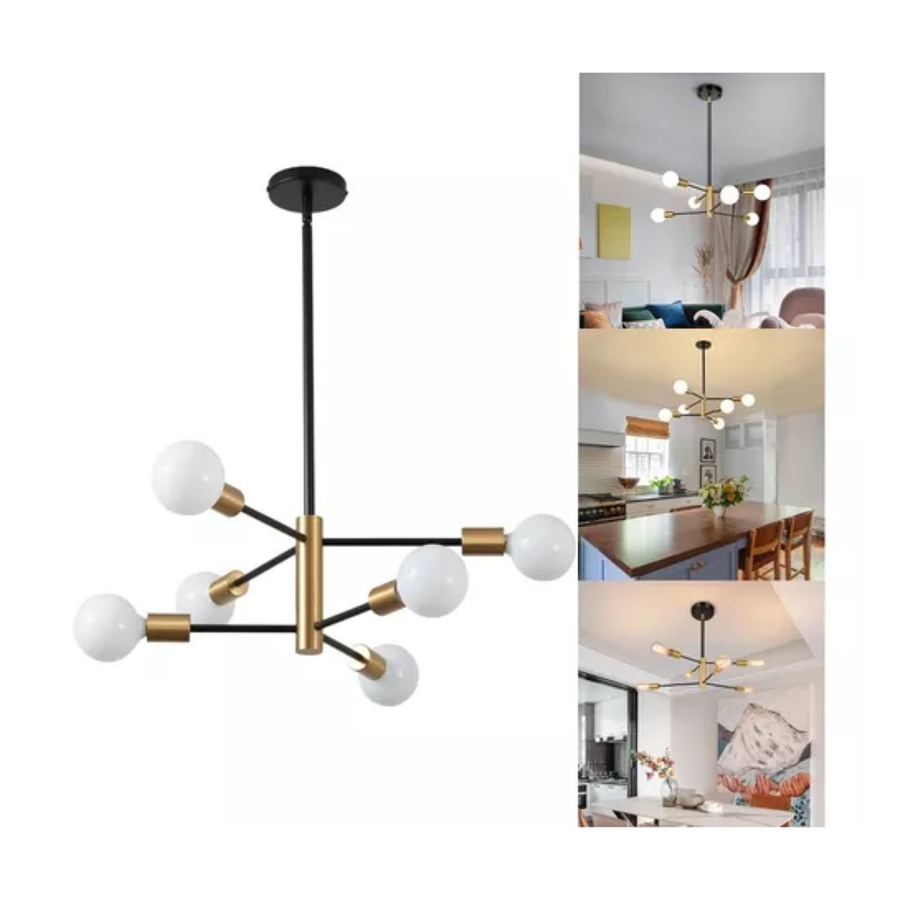 Lampara De Techo Colgantes Moderna Halogena Vintage 6 Luces