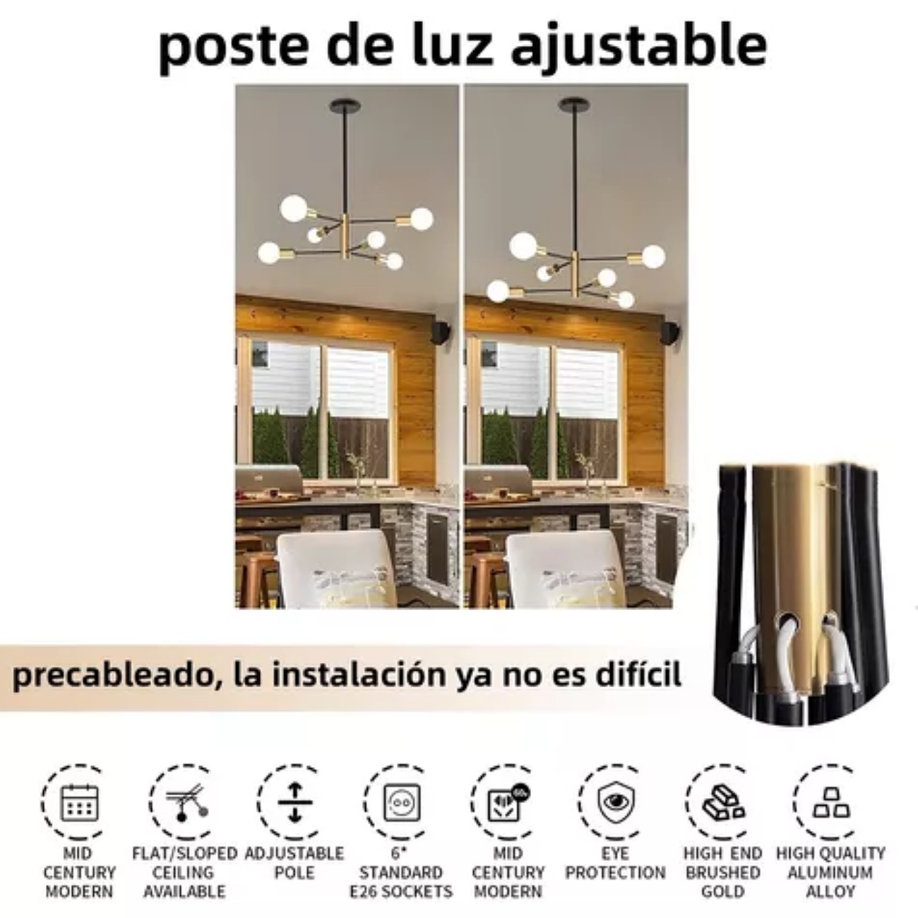Lampara De Techo Colgantes Moderna Halogena Vintage 6 Luces