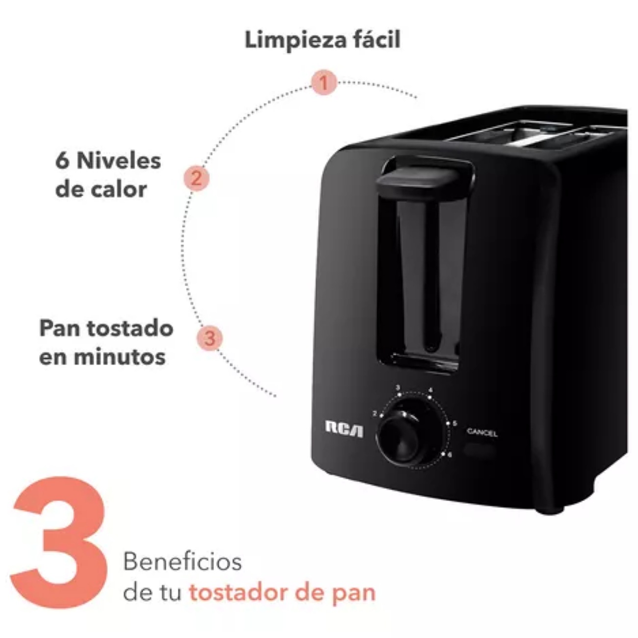 Rca Tostador De Pan Con 6 Niveles De Intensidad Rc-t2 Color Negro