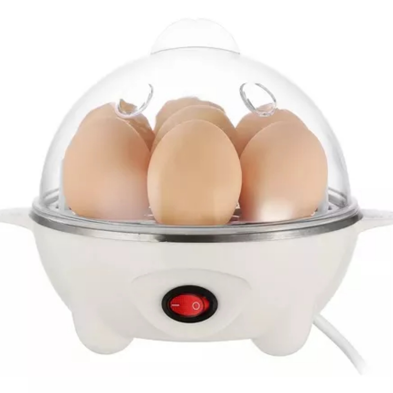 2 En 1 Vaporera De Verduras Y Hervidor De Huevos Portatil Color Blanco