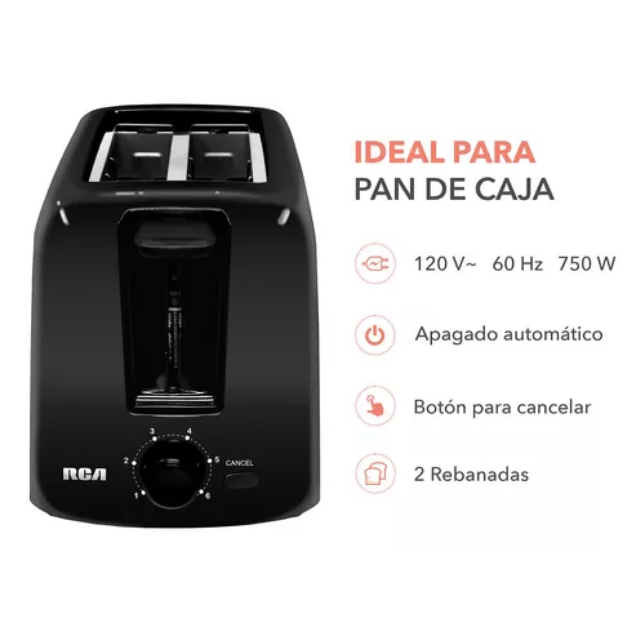 Rca Tostador De Pan Con 6 Niveles De Intensidad Rc-t2 Color Negro
