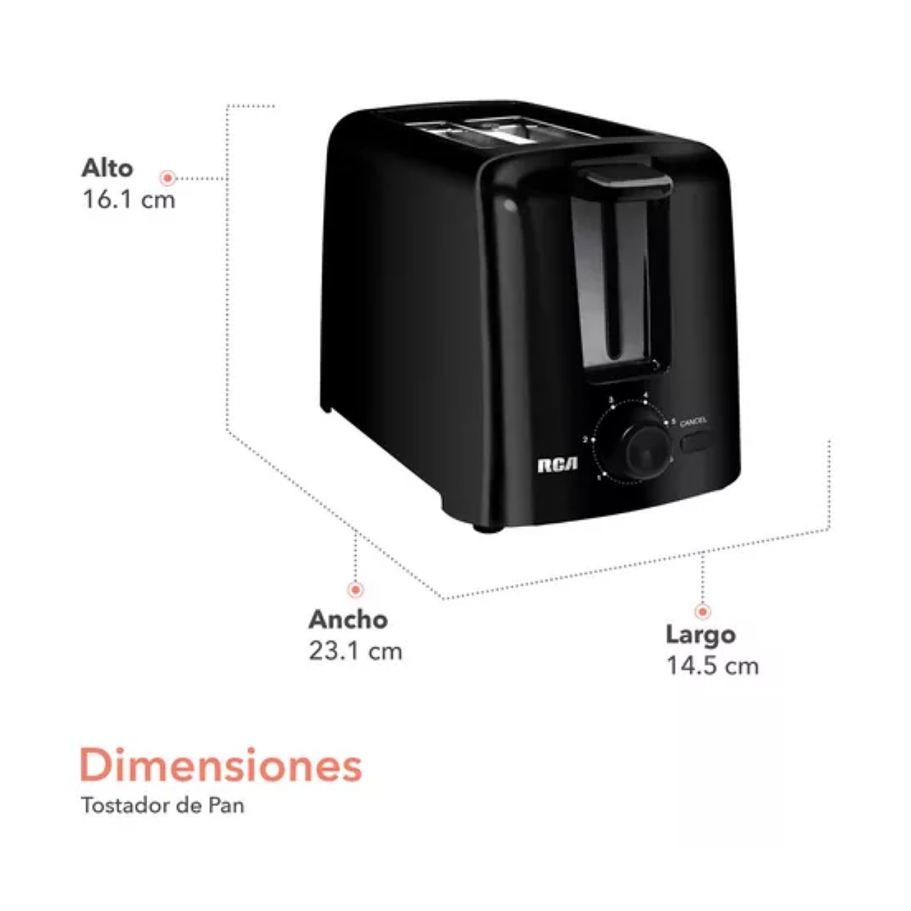 Rca Tostador De Pan Con 6 Niveles De Intensidad Rc-t2 Color Negro