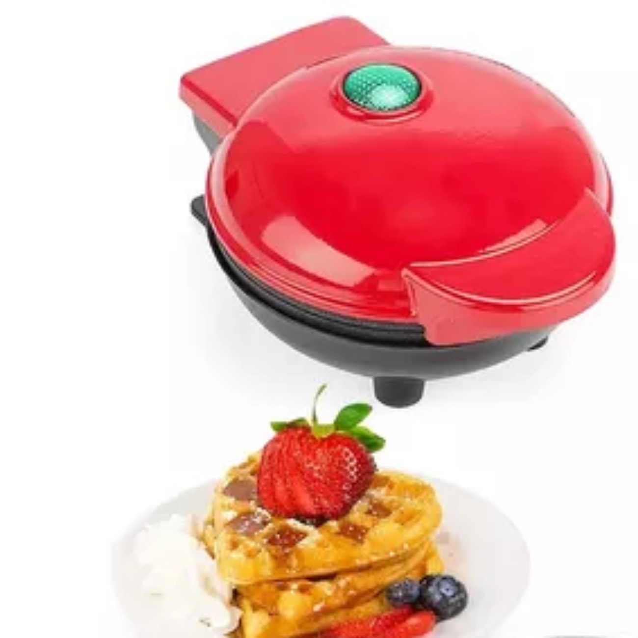 Máquina Para Hacer Waffles Pequeña Antiadherentes Color Rojo-heart